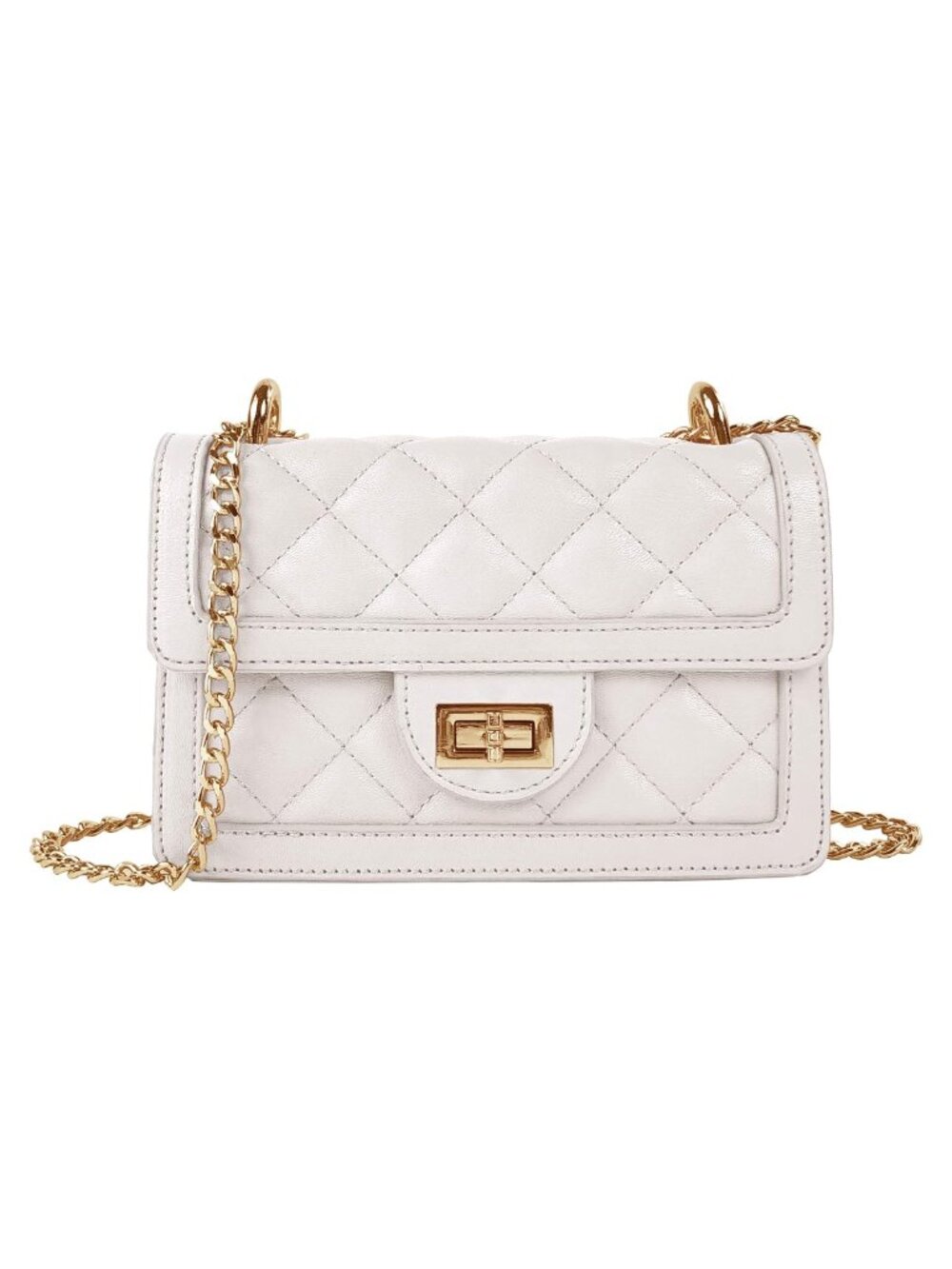 Small Quilted Crossbody Bag Faux Leather Chain Shoulder Purse Wristlet